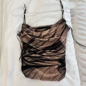 Zara Brown Ruched Women's Top